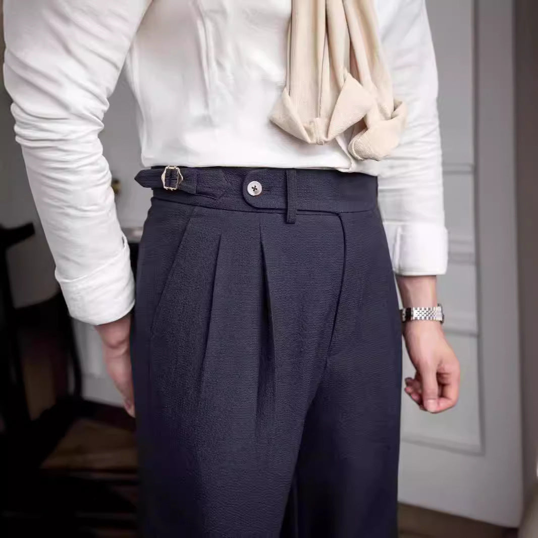 Summer Naples Mid-high Waist Straight Casual Suit Pants