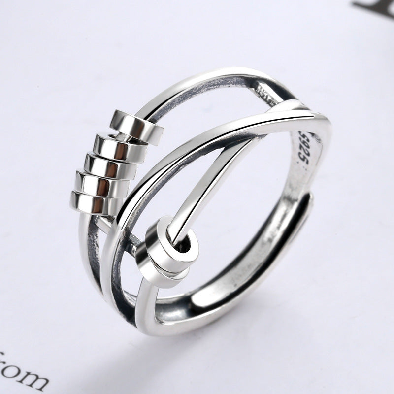 Sterling Silver Ladies Transfer Bead Index Ring