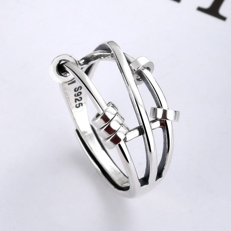 Sterling Silver Ladies Transfer Bead Index Ring