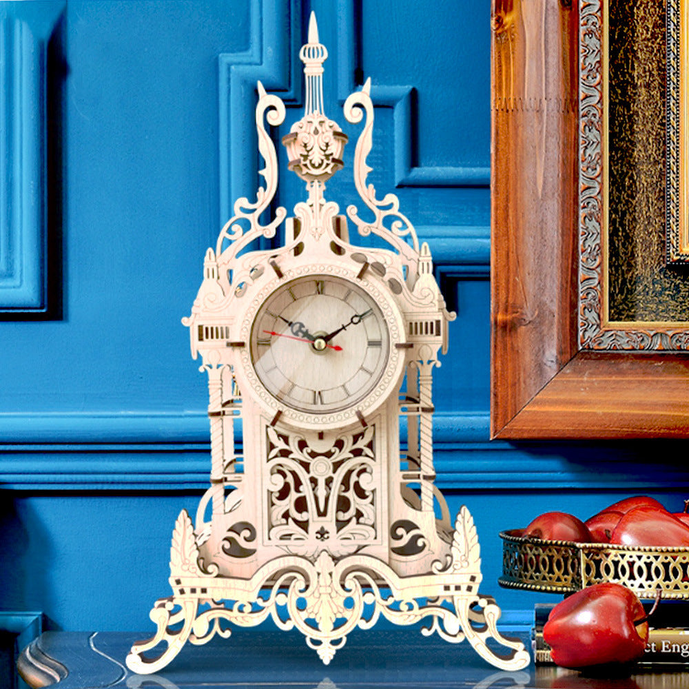 Hand-Assembled Wooden Puzzle Three-Dimensional 3d Clock Model Boy Can Use Brain Educational Toys