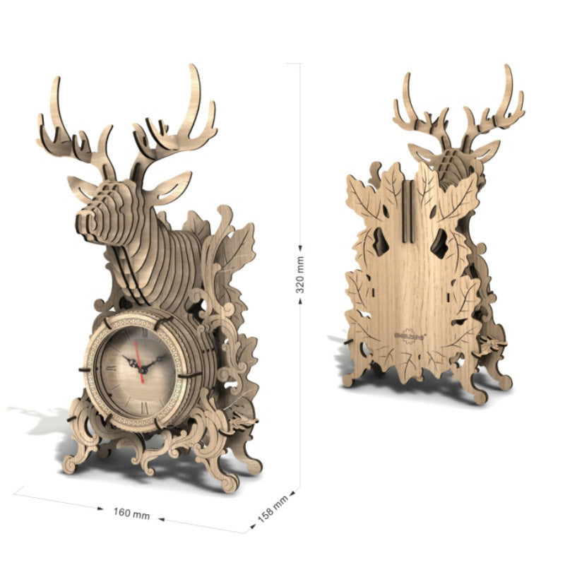 Hand-Assembled Wooden Puzzle Three-Dimensional 3d Clock Model Boy Can Use Brain Educational Toys