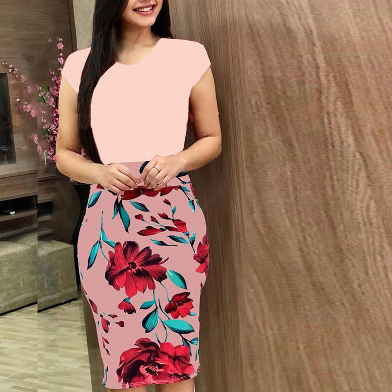 Printed Office Midi Pencil Women Dress