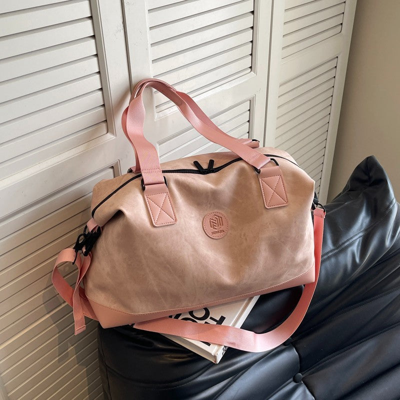 Leisure Large Capacity Luggage Storage PU Leather Shoulder Bag