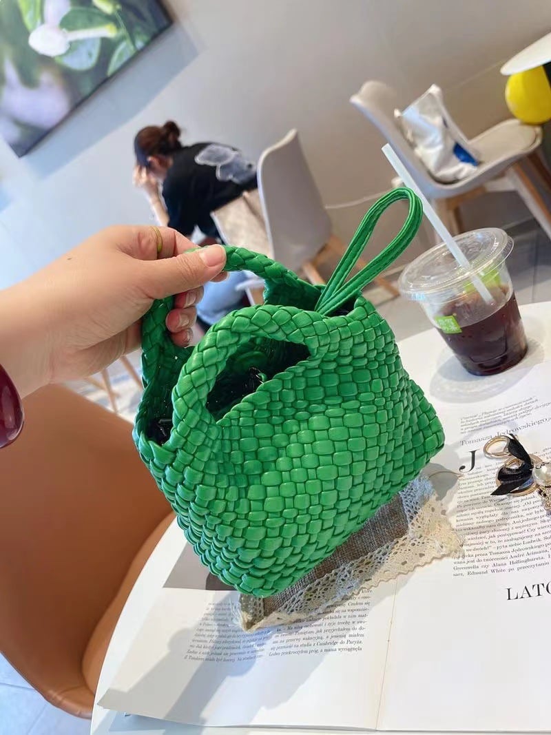 Premium Woven Handmade Mini Small Bag Tote Bucket Bag