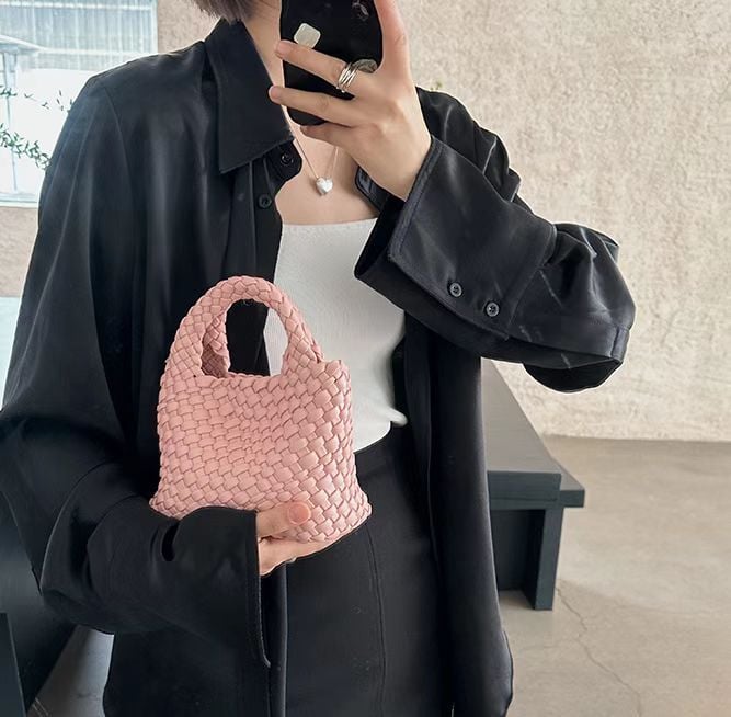 Premium Woven Handmade Mini Small Bag Tote Bucket Bag