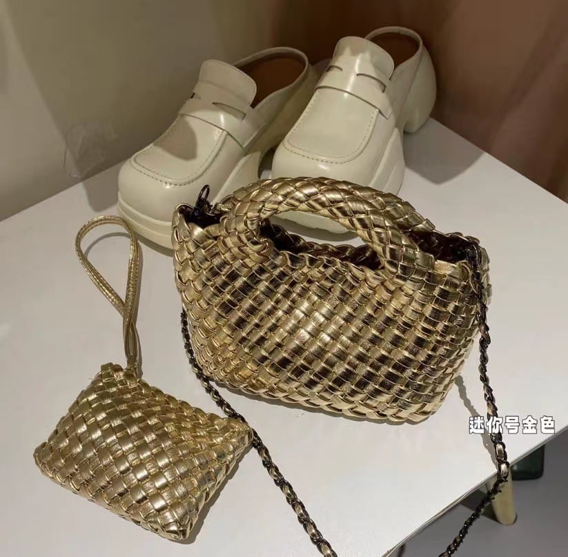Premium Woven Handmade Mini Small Bag Tote Bucket Bag