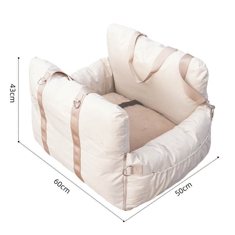 Linen Car Safety Seat Front Dog & Cat Bed