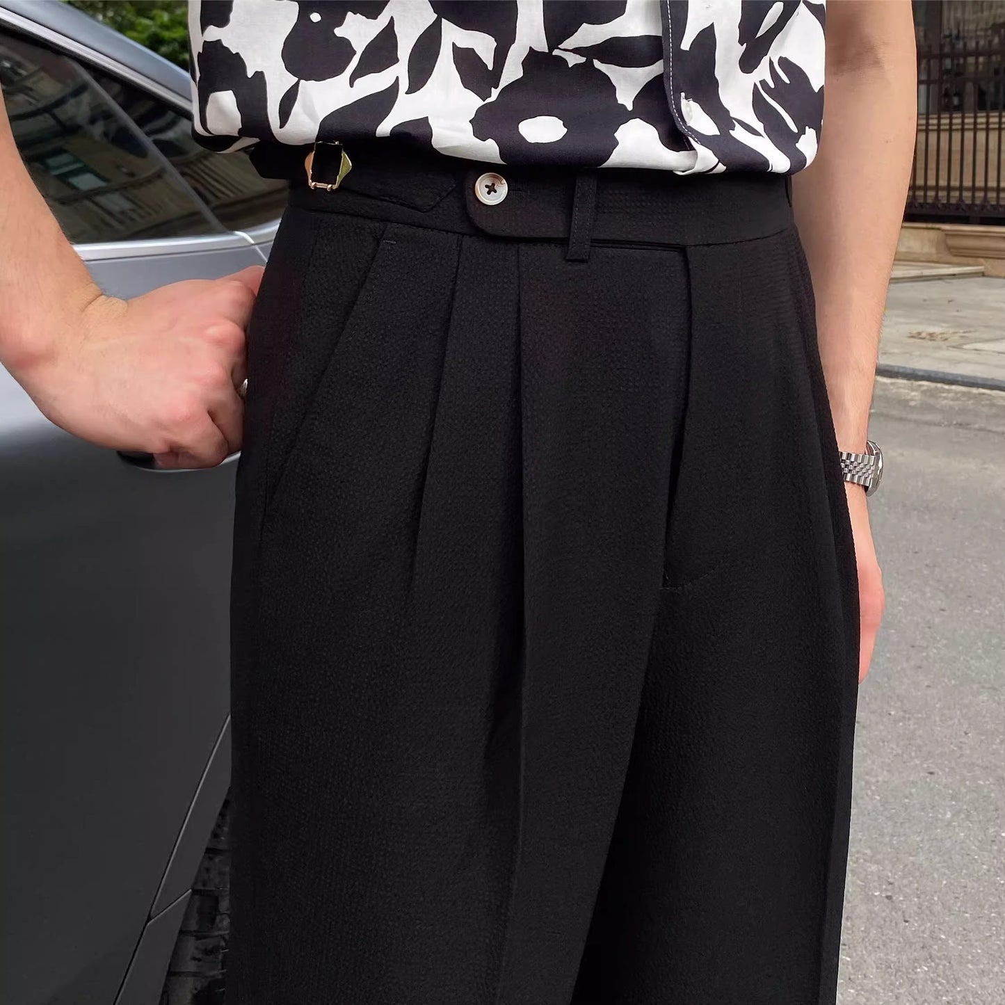 Summer Naples Mid-high Waist Straight Casual Suit Pants