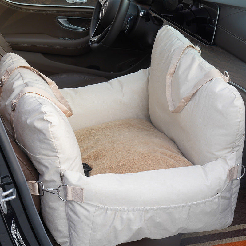 Linen Car Safety Seat Front Dog & Cat Bed