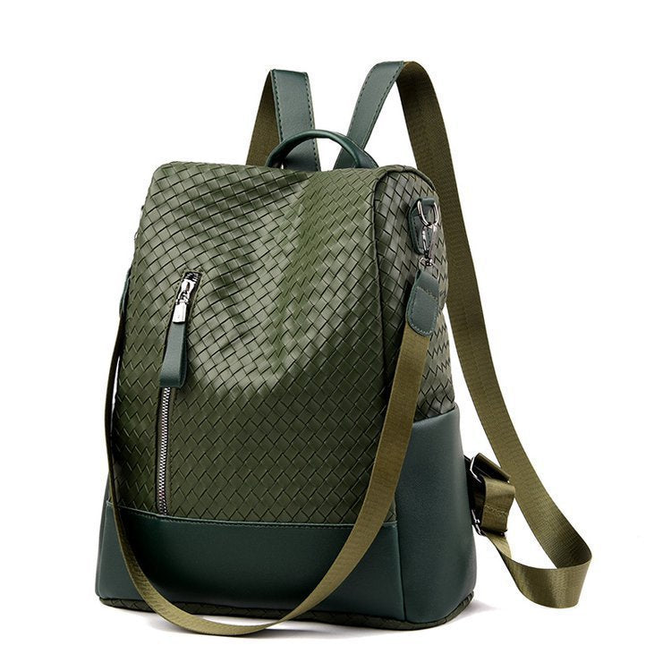 Retro Fashion Woven One Shoulder Portable Backpack Leisure Large Capacity Anti-theft