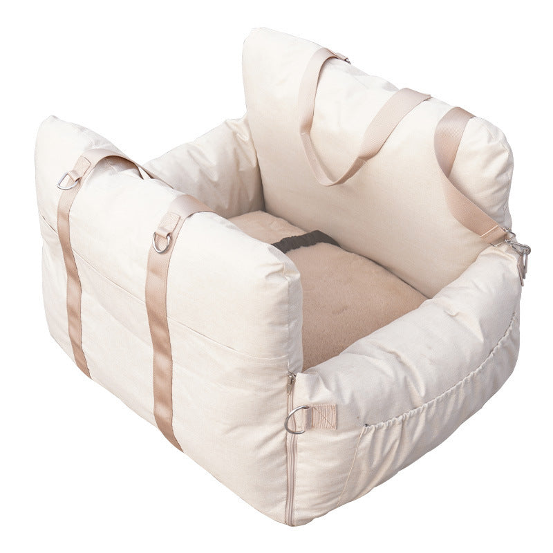 Linen Car Safety Seat Front Dog & Cat Bed