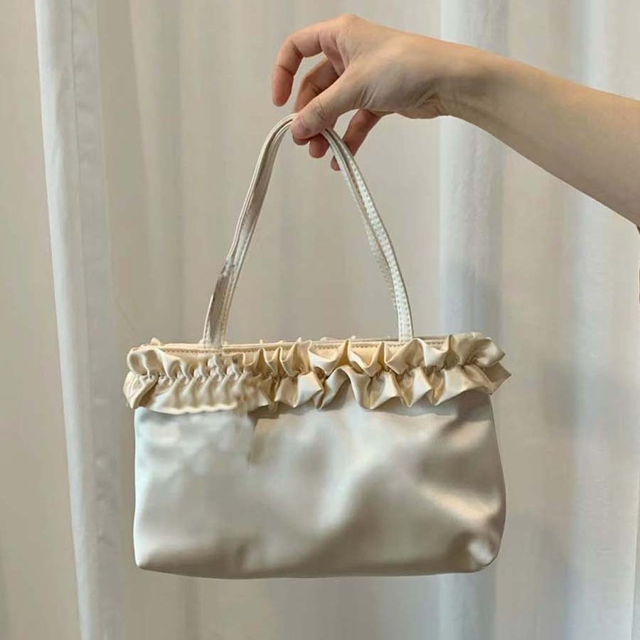 Handmade Satin Vintage Lace Flower Shoulder Bag