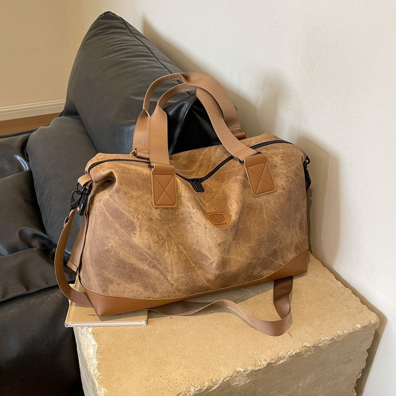 Leisure Large Capacity Luggage Storage PU Leather Shoulder Bag