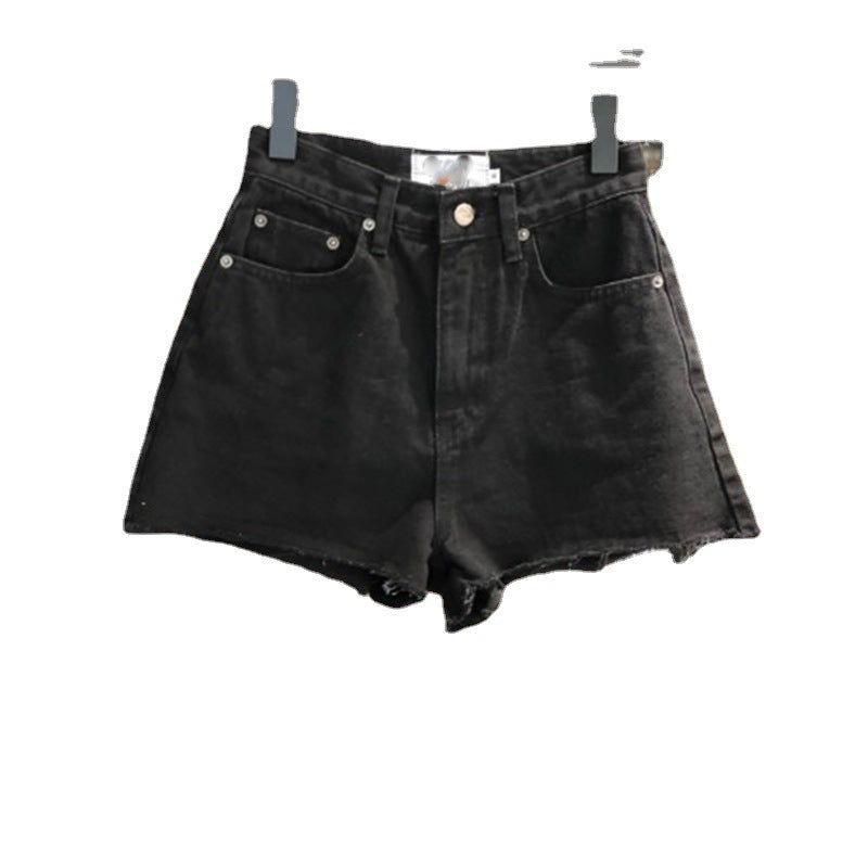 Washed High Waisted Skinny Denim Shorts