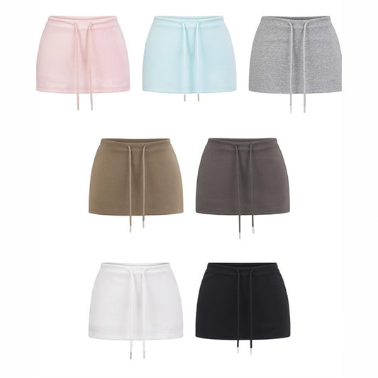Sweet Hot Girl Style Sexy Low Waist Drawstring Skirt Hip Skirt For Women