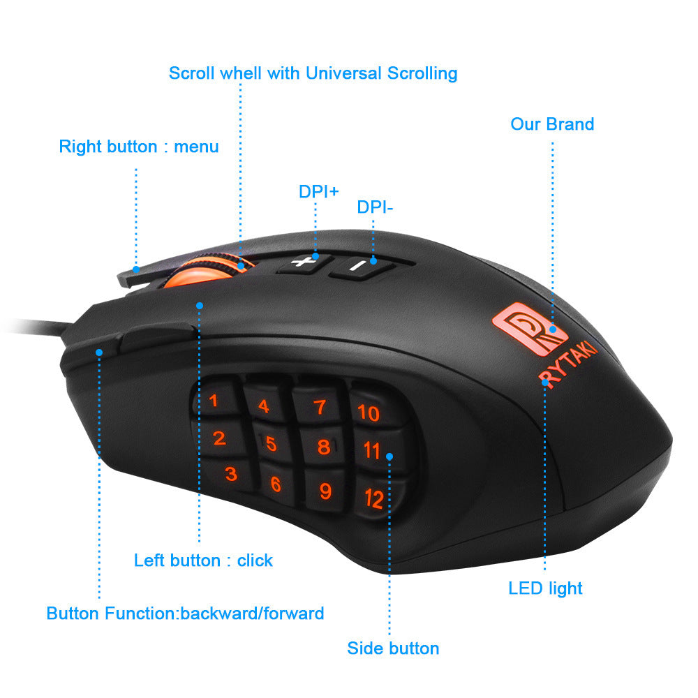 Laser Raw Gaming Mouse Mechanical Hand Button Desktop Notebook Computer Gaming Wired