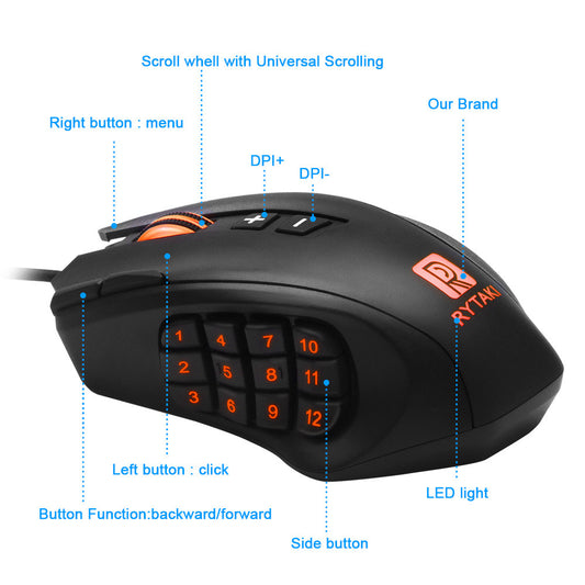 Laser Raw Gaming Mouse Mechanical Hand Button Desktop Notebook Computer Gaming Wired
