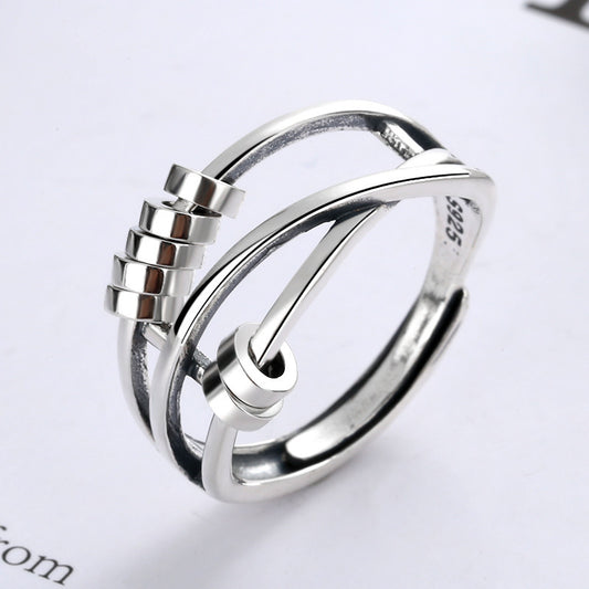Sterling Silver Ladies Transfer Bead Index Ring