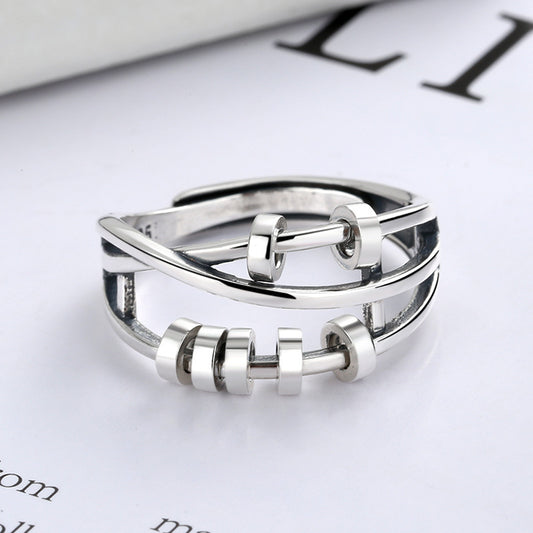 Sterling Silver Ladies Transfer Bead Index Ring