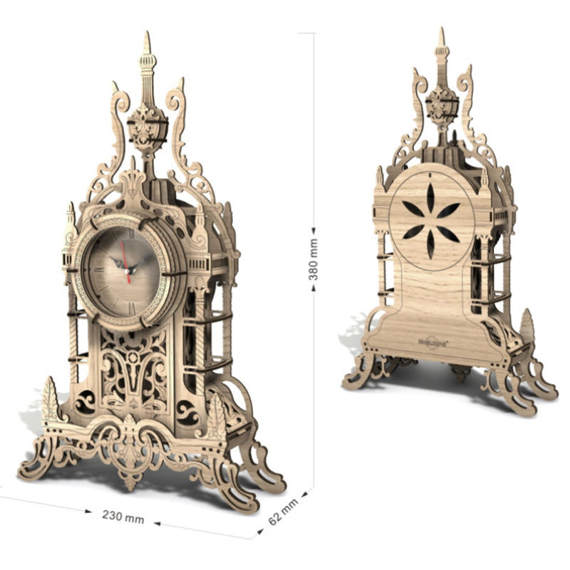 Hand-Assembled Wooden Puzzle Three-Dimensional 3d Clock Model Boy Can Use Brain Educational Toys