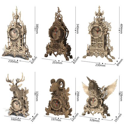 Hand-Assembled Wooden Puzzle Three-Dimensional 3d Clock Model Boy Can Use Brain Educational Toys