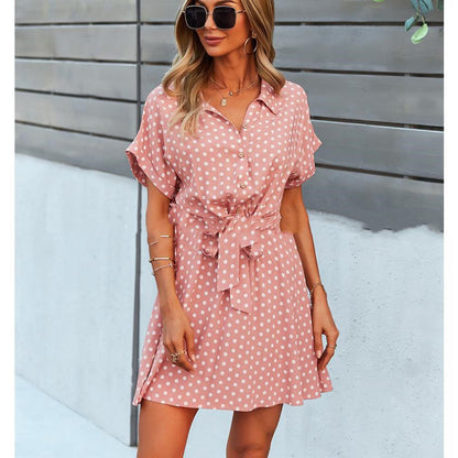 Polka Dot Waist Dress Summer A Line Skirt
