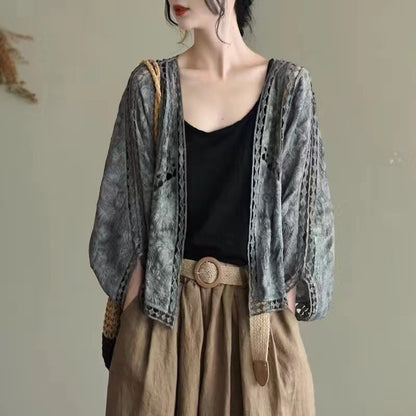 LEEBEE Cardigan Women Coat Lace Crochet Beach Sun Protection