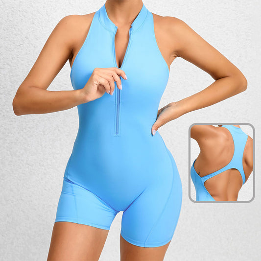 Yoga Fitness Shorts Jumpsuit Sleeveless Tummy Control Stretch Shapewear Butt Lifting Sportswear Women