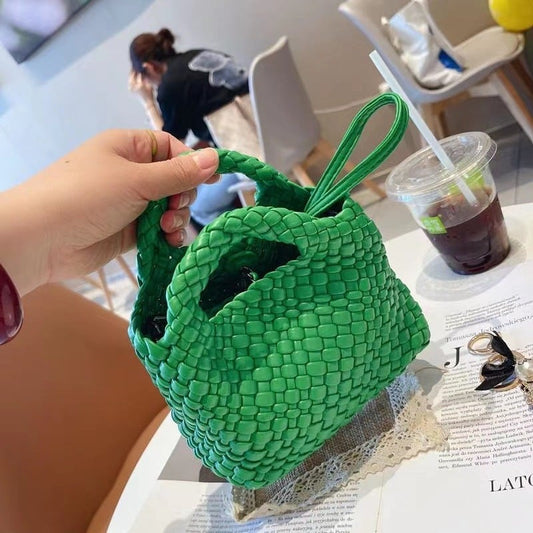 Premium Woven Handmade Mini Small Bag Tote Bucket Bag