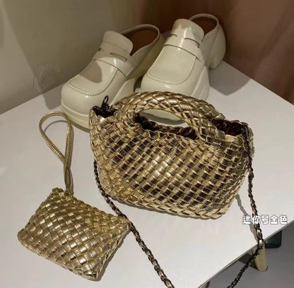 Premium Woven Handmade Mini Small Bag Tote Bucket Bag