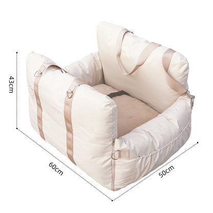 Linen Car Safety Seat Front Dog & Cat Bed