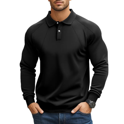 Spring And Autumn Polo Collar Solid Color Casual Bottoming American Polo Shirt Men