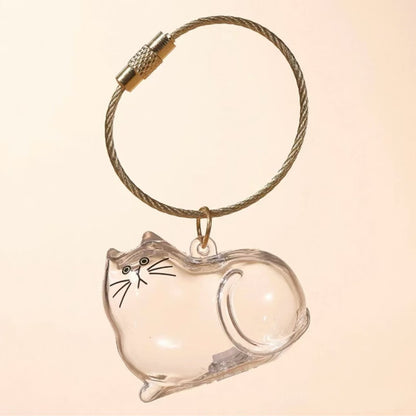 Transparent Cat Hair Storage Box Charm Commemorative Keychain