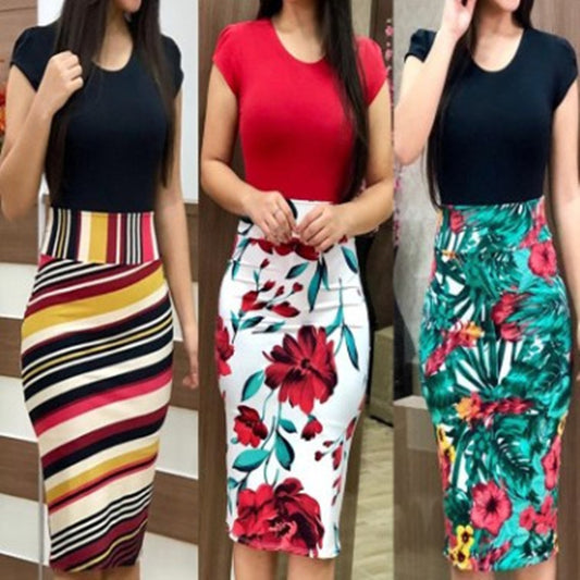 Printed Office Midi Pencil Women Dress