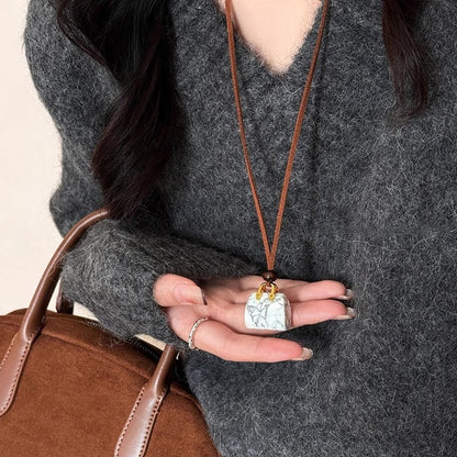 Korean velvet rope tiger eye stone bag necklace women's niche design high-end sweater chain autumn and winter long pendant accessories