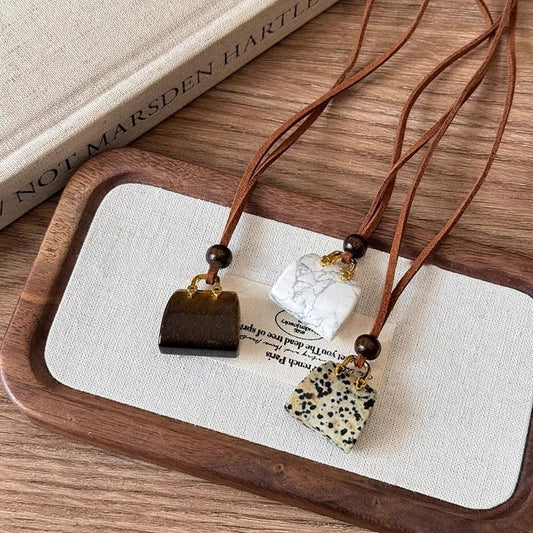 Korean velvet rope tiger eye stone bag necklace women's niche design high-end sweater chain autumn and winter long pendant accessories