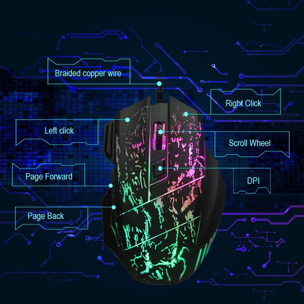 GXL Hardcore Gaming Mouse with braded wires