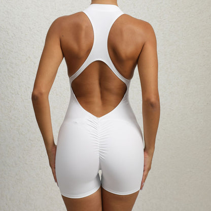 Yoga Fitness Shorts Jumpsuit Sleeveless Tummy Control Stretch Shapewear Butt Lifting Sportswear Women