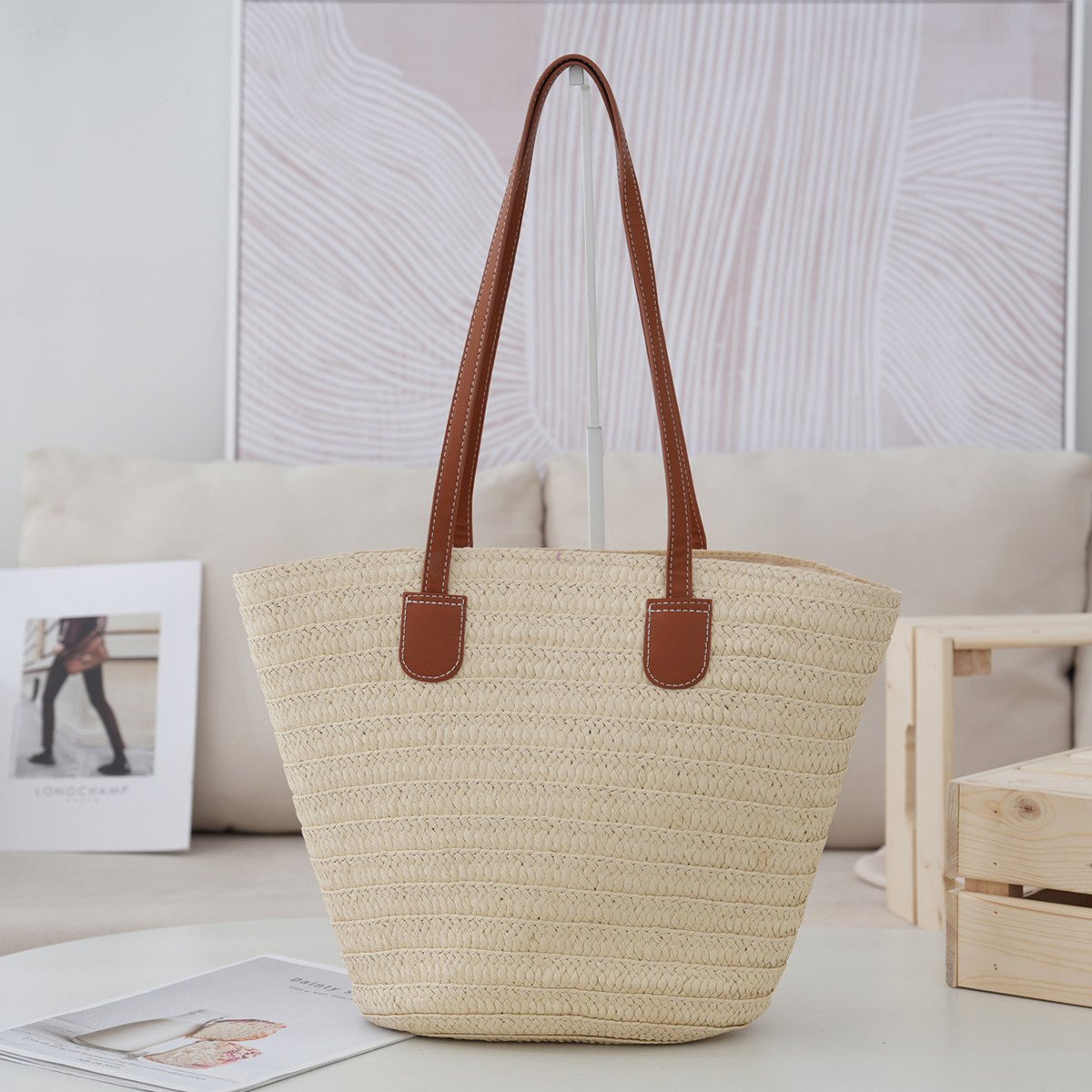 Premium Shoulder Crossbody Straw Bag Woven Bag Beach Bag New Women's Tote Bag Large Capacity