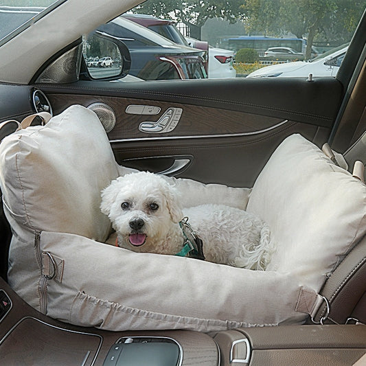 Linen Car Safety Seat Front Dog & Cat Bed