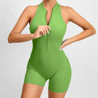Yoga Fitness Shorts Jumpsuit Sleeveless Tummy Control Stretch Shapewear Butt Lifting Sportswear Women