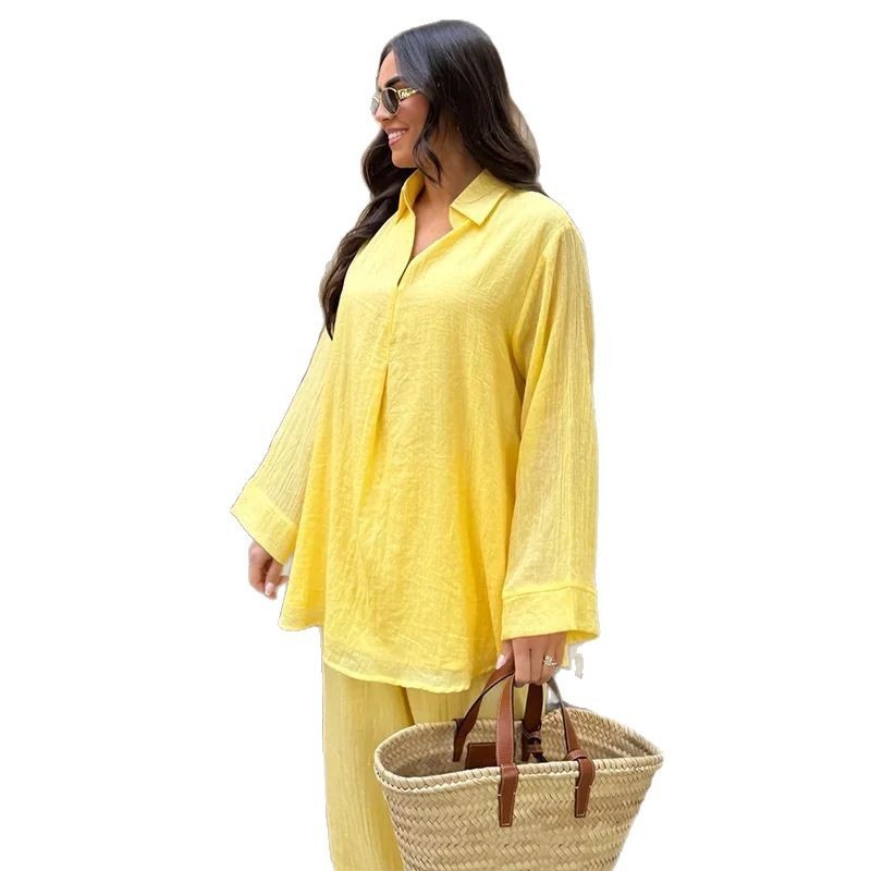 Luxury Summer and Autumn V-neck Women's Shirt Two-piece Set