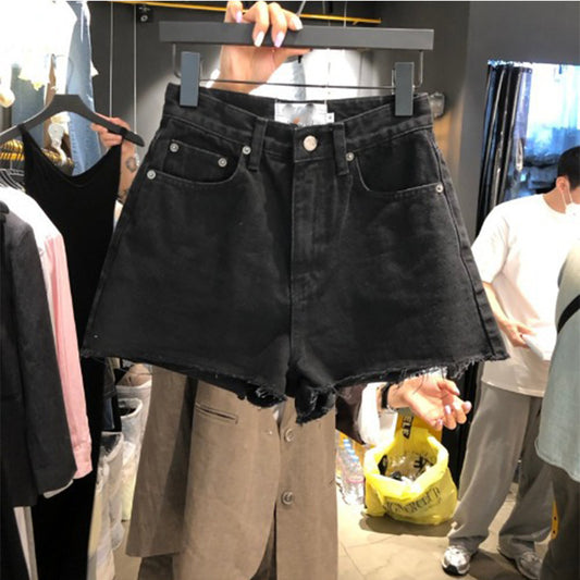 Washed High Waisted Skinny Denim Shorts