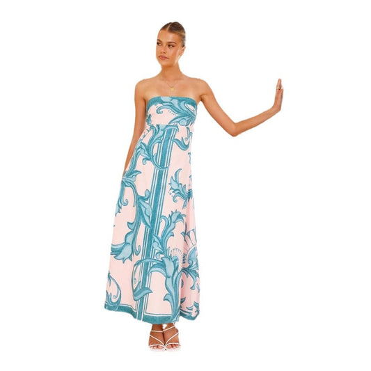 Single piece long Dress Printed Slim Fit sleeveless