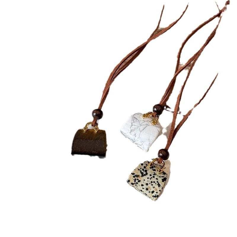 Korean velvet rope tiger eye stone bag necklace women's niche design high-end sweater chain autumn and winter long pendant accessories