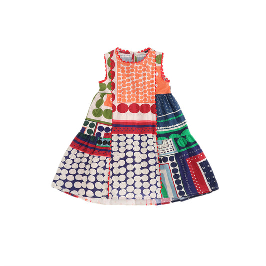 Color Contrast Patchwork Girls Niche Temperament Retro Dress