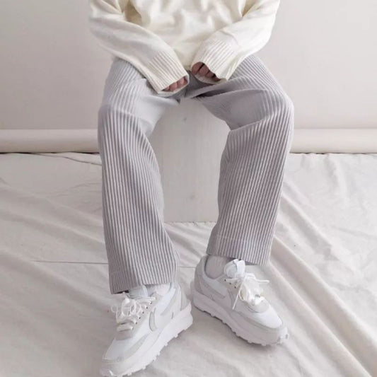 European And American Straight Leg Solid Color Mid-waist Trousers