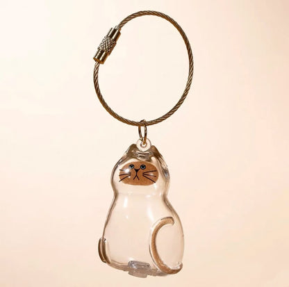 Transparent Cat Hair Storage Box Charm Commemorative Keychain