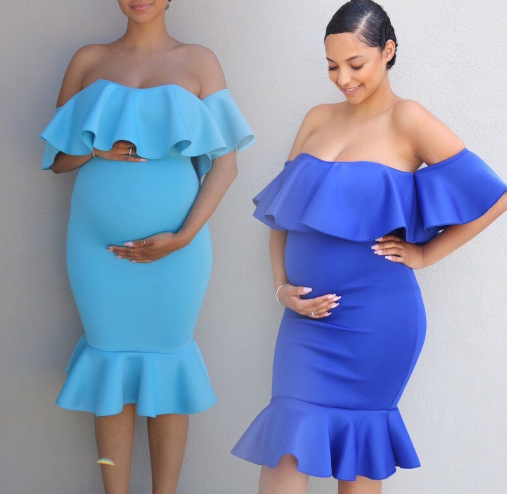 Pregnant Women Elastic Ruffles Dress