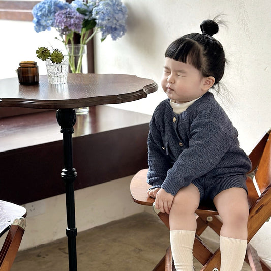 Classic Cotton Round Neck Shorts Knitting Suit